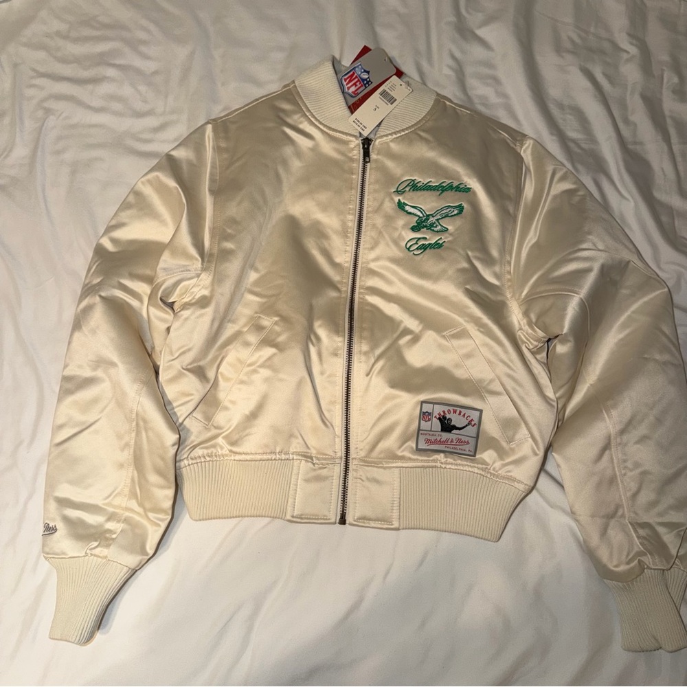 Mitchell & Ness NFL Crop Bomber Jacket Philadelphia Eagles NWT - Picture 5 of 12